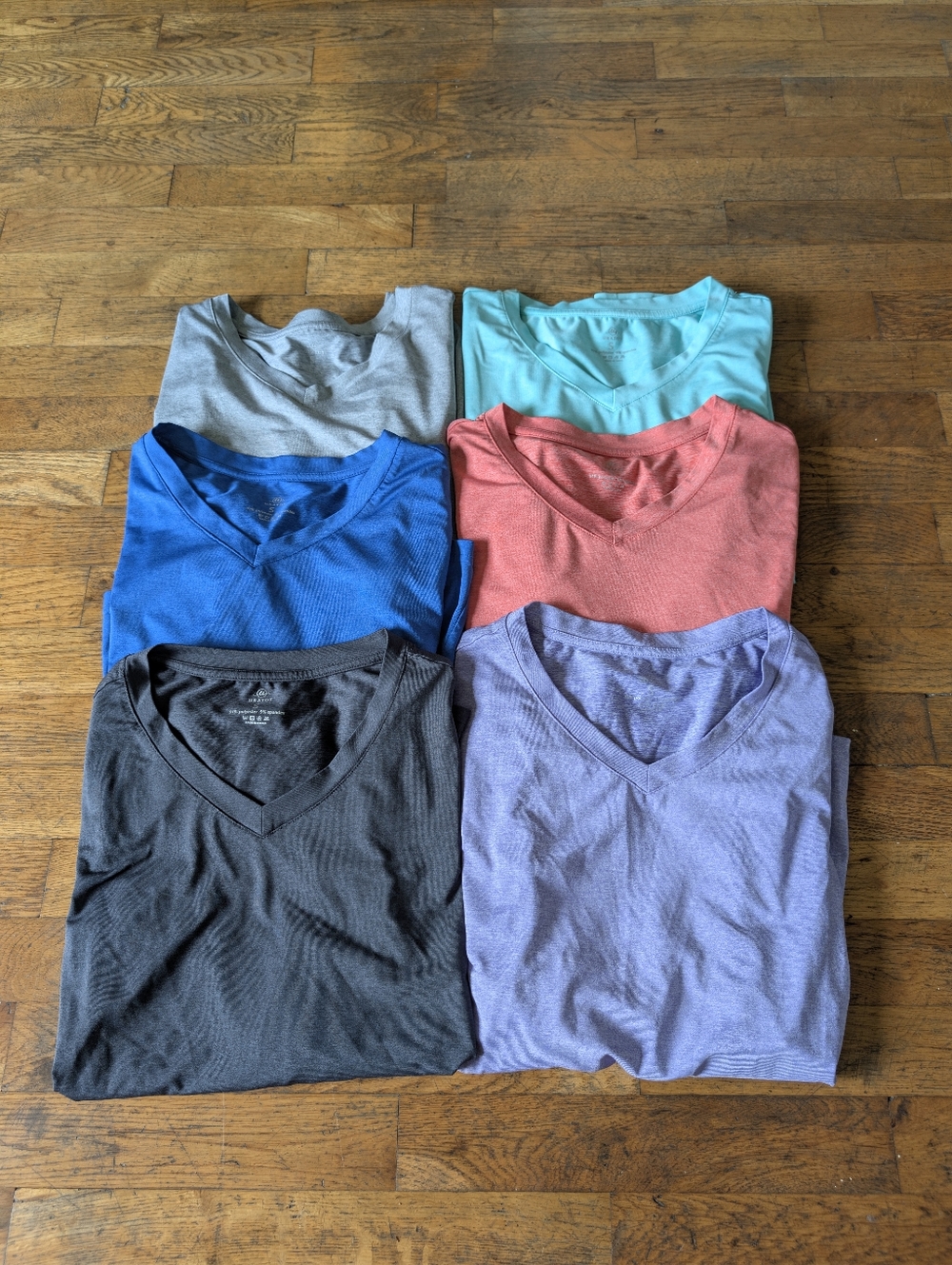 6 Women’s Long Sleeve V-Neck Tee - Blue, Grey, Purple, Teal, Coral